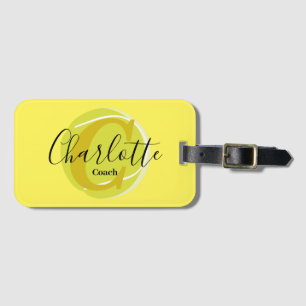 Tennis ball met Gold Monogram Script naam geel Bagagelabel