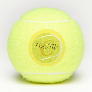 Tennis ball met Gold Monogram Script naam geel Tennisballen