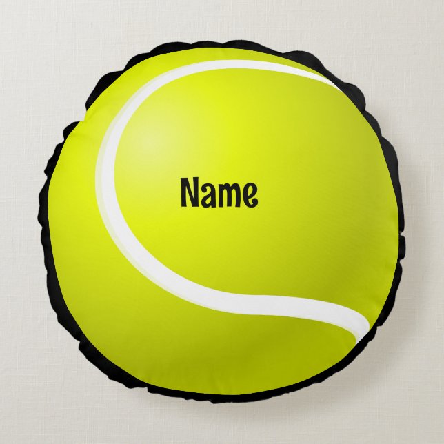 Tennis Ball met naam Rond Kussen (Voorkant)