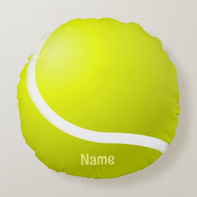 Tennis Ball met naam Rond Kussen (Voorkant)