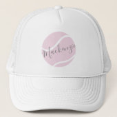 Tennis Ball Monogram Naam Roze Wit Trucker Pet (Voorkant)