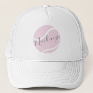 Tennis Ball Monogram Naam Roze Wit Trucker Pet
