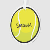 Tennis Ball NAME Gele Witte Sport Ornament (voorkant)