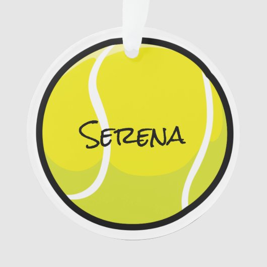 Tennis Ball NAME Gele Witte Sport Ornament (voorkant)