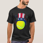 Tennis Ball & oom Sam Pet Amerikaanse vlag 4e van T-shirt (Voorkant)