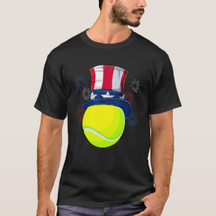 Tennis Ball & oom Sam Pet Amerikaanse vlag 4e van  T-shirt