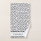 Tennis Ball Pattern Black & White Simple Jouw naam Bad Handdoek (Handdoek)