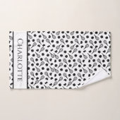 Tennis Ball Pattern Black & White Simple Jouw naam Bad Handdoek (Handdoek)