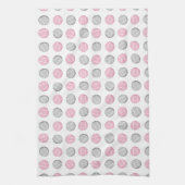 Tennis Ball Pattern Pink and Grey Theedoek (Verticaal)