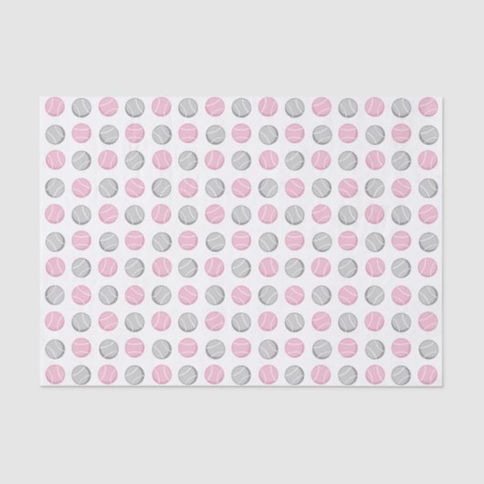 Tennis Ball Pattern Pink and Grey Tissuepapier (Voorkant)