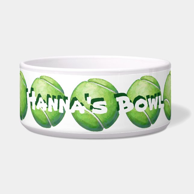 Tennis Ball Personalized Pet Bowl Voerbakje (Voorkant)