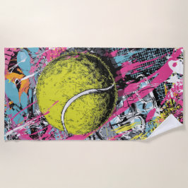 Tennis Ball Pop Art Splash Illustration Strandlaken