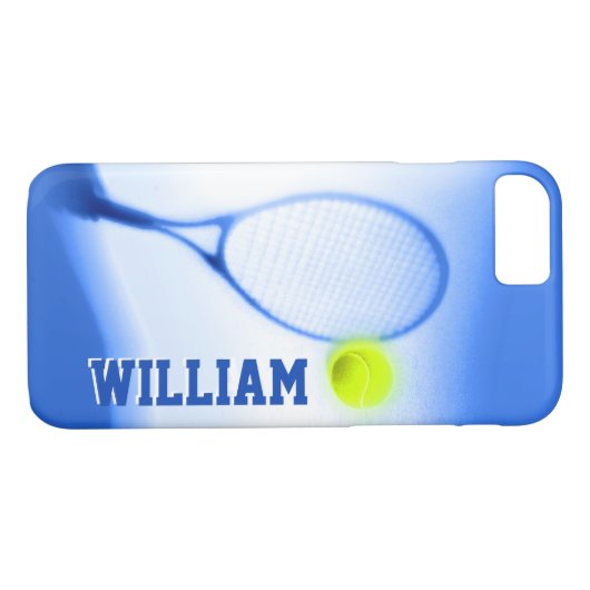 Tennis ball racket blue iPhone case (Achterkant (Horizontaal))