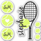 Tennis Ball Racket Gepersonaliseerde Sticker Naam (Voorkant)