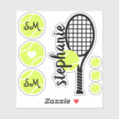 Tennis Ball Racket Gepersonaliseerde Sticker Naam (Vel)