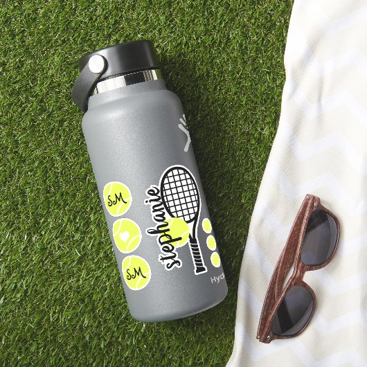 Tennis Ball Racket Gepersonaliseerde Sticker Naam (HydroFlask Insitu)