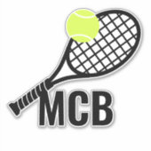 Tennis Ball Racket Monogram Initialen Sticker (Voorkant)