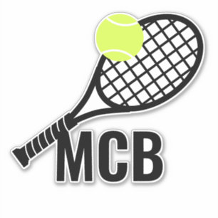 Tennis Ball Racket Monogram Initialen Sticker
