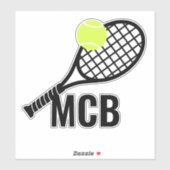 Tennis Ball Racket Monogram Initialen Sticker (Vel)