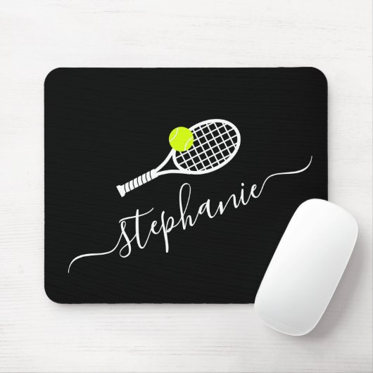 Tennis Ball Racket Monogram Naam op maat Muismat (Met muis)