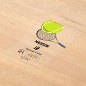 Tennis Ball & Racket Racquet Birthday Party Acryl Uitnodigingen (Laagn)