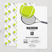 Tennis Ball & Racket Racquet Birthday Party Kaart (Voorkant / Achterkant)