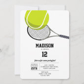 Tennis Ball & Racket Racquet Birthday Party Kaart (Voorkant)