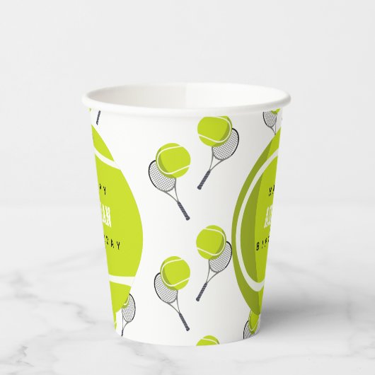 Tennis Ball & Racket Racquet Birthday Party Papieren Bekers (Links)