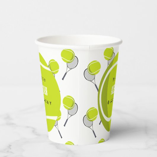 Tennis Ball & Racket Racquet Birthday Party Papieren Bekers (Rechts)