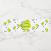 Tennis Ball & Racket Racquet Birthday Party Waterfles Etiket (Enkel label)