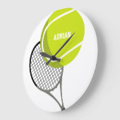 Tennis Ball & Racket Racquet, gepersonaliseerd Grote Klok (Hoek)