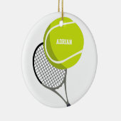 Tennis Ball & Racket Racquet, gepersonaliseerd Keramisch Ornament (Rechts)