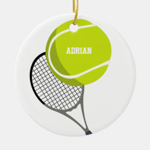 Tennis Ball & Racket Racquet, gepersonaliseerd Keramisch Ornament