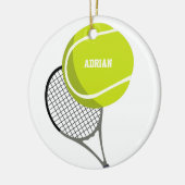 Tennis Ball & Racket Racquet, gepersonaliseerd Keramisch Ornament (Links)