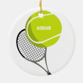 Tennis Ball & Racket Racquet, gepersonaliseerd Keramisch Ornament (Achterkant)