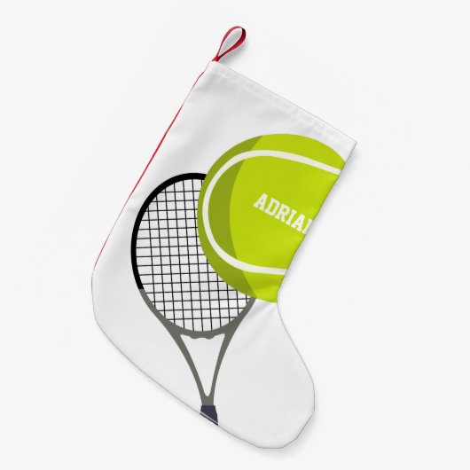 Tennis Ball & Racket Racquet, gepersonaliseerd Kleine Kerstsok (Voorkant (Hangend))