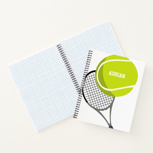 Tennis Ball & Racket Racquet, gepersonaliseerd Notitieboek (Binnen)