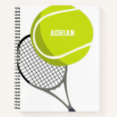 Tennis Ball & Racket Racquet, gepersonaliseerd Notitieboek (Voorkant)
