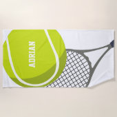Tennis Ball & Racket Racquet, gepersonaliseerd Strandlaken (Voorkant)