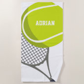 Tennis Ball & Racket Racquet, gepersonaliseerd Strandlaken (Voorkant)