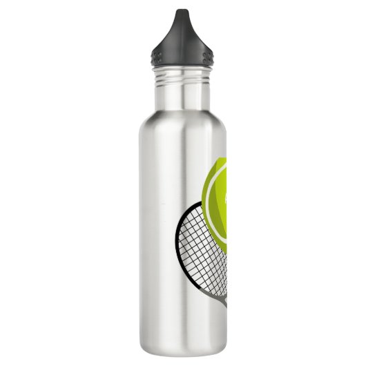 Tennis Ball & Racket Racquet, gepersonaliseerd Waterfles (Links)