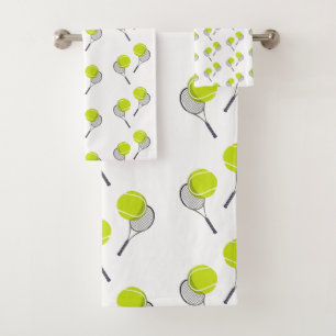 Tennis Ball & Racket Racquet Patroon Bad Handdoek
