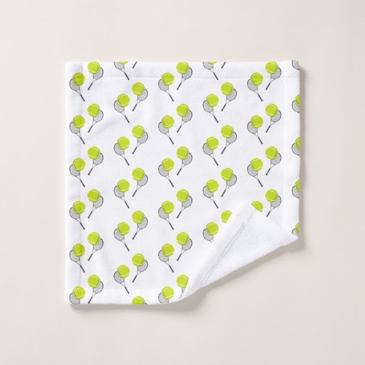 Tennis Ball & Racket Racquet Patroon Bad Handdoek (Wasdoekje)
