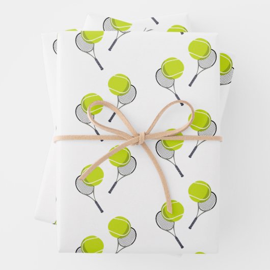 Tennis Ball & Racket Racquet Patroon Inpakpapier Vel (In situ)