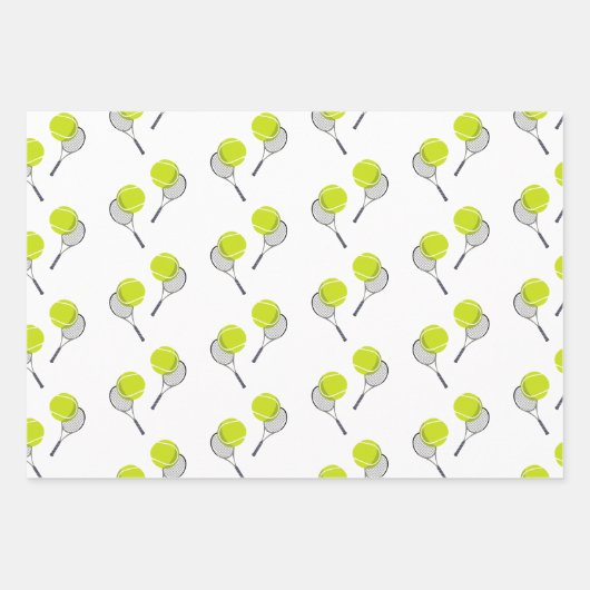 Tennis Ball & Racket Racquet Patroon Inpakpapier Vel (Voorkant)