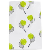 Tennis Ball & Racket Racquet Patroon Medium Cadeauzakje (Voorkant)