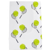 Tennis Ball & Racket Racquet Patroon Medium Cadeauzakje (Achterkant)
