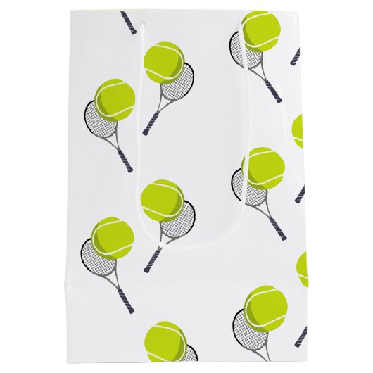 Tennis Ball & Racket Racquet Patroon Medium Cadeauzakje (Achterkant)