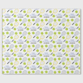 Tennis Ball Racket Sport Games Verjaardagsnaam Cadeaupapier (Vlak)