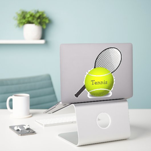 Tennis Ball Racquet Design Sticker (Laptop op bureau)